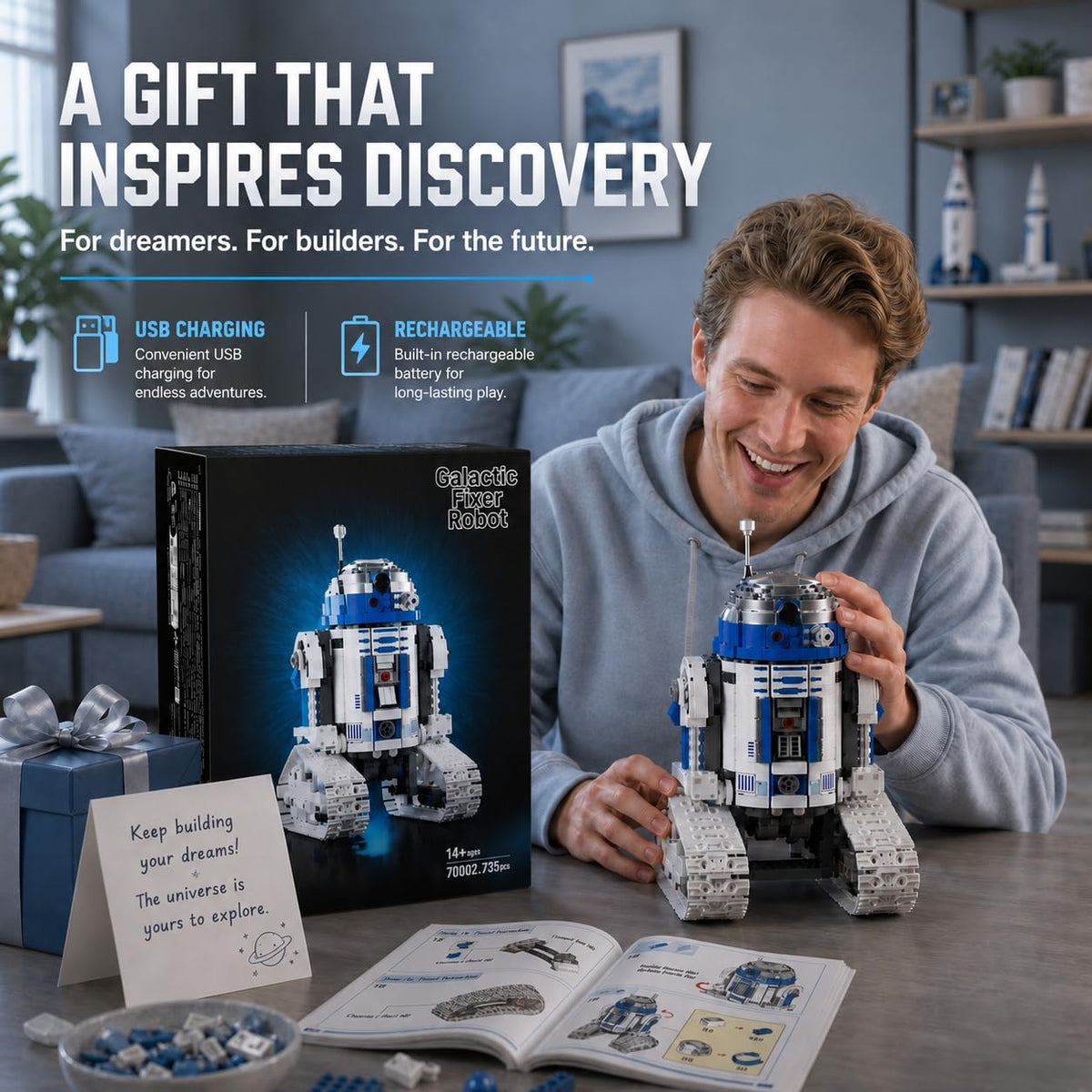 Kit de construcción de robot mecánico galaxia, control remoto y aplicación, juguetes de construcción de robot STEM, compatible con robot Lego, regalos de cumpleaños para el día del padre para