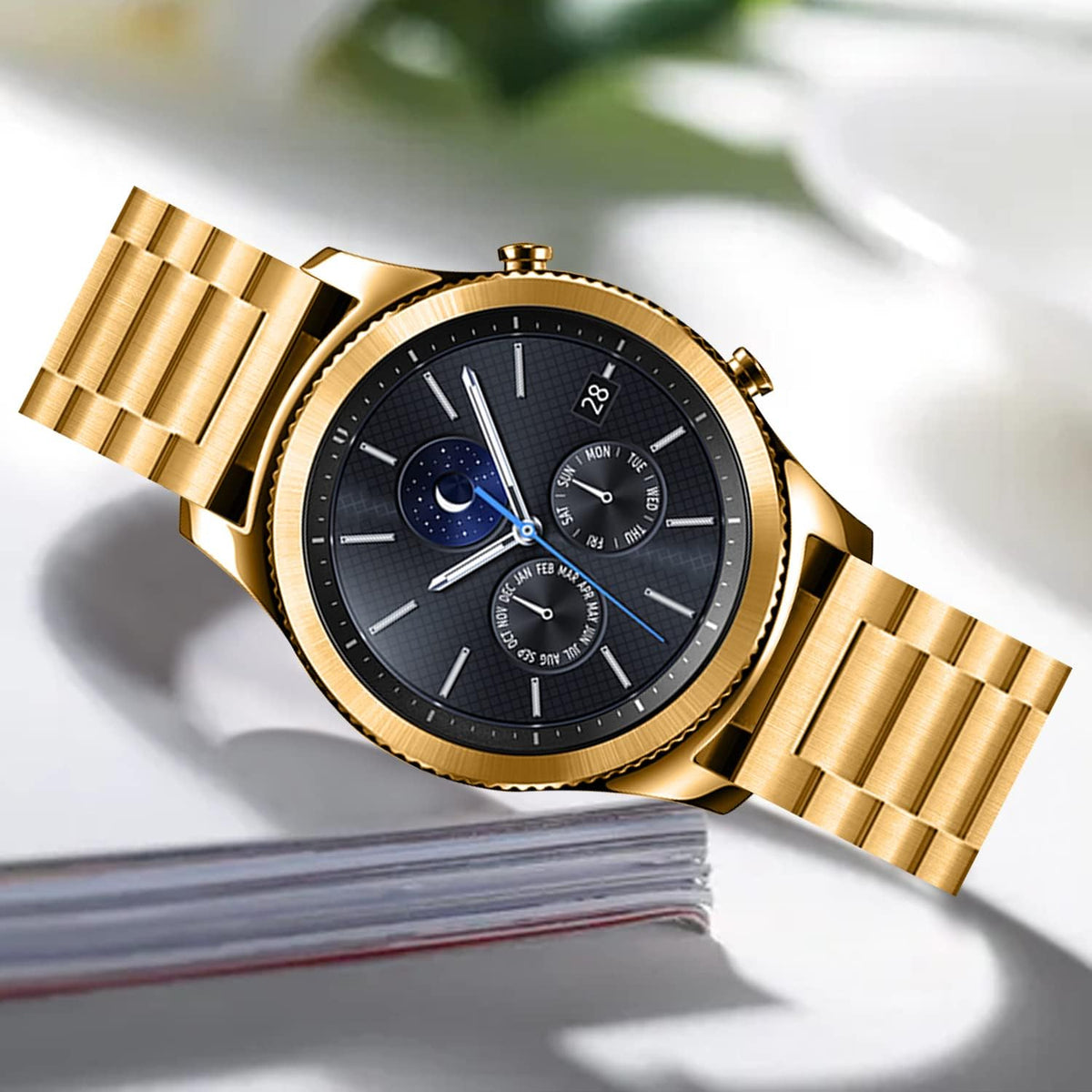 Correa de reloj de lujo en acero inoxidable con liberación rápida para Apple Watch — 0.551 in 0.630 in 0.709 in 0.787 in 0.866 in 0.945 in — para hombres y mujeres