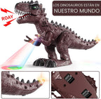 Paquete de 3 juguetes electrónicos de dinosaurio caminante para niños de 3 a 5 años, juguetes de dinosaurios en movimiento con luces, sonidos rugientes, T-Rex, braquiosaurio y estegosaurio