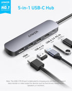 Anker, A8357, hub USB 5 de 3 puertos