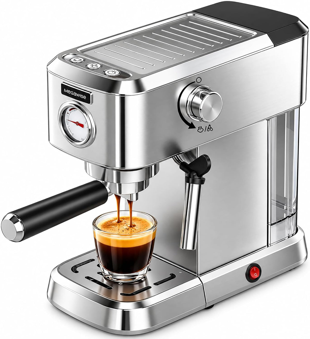 MEGAWISE Máquina de café expreso, cafetera con espumador de leche, cafetera