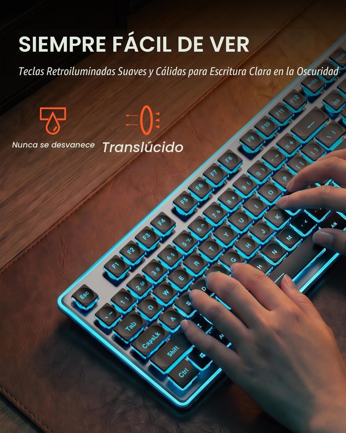 SEUNKWANG EWEADN V3 Combo de Teclado y Mouse Inalámbrico con Retroi...