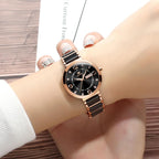 OLEVS Reloj para Mujer - Cara Pequeña, Correa de Cerámica y Acero Inoxidable, Lujo con Acentos Diamante, Elegante Reloj de Vestir para Damas, Resistente al Agua, Carga Luminosa de Cuarzo, Joyas Relojes Regalo para Mujeres