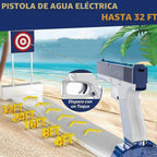2 pistolas de agua eléctricas para niños y adultos, pistola de agua automática con luz LED, recargable, pistola eléctrica para chorros de verano al aire libre, piscina, fiesta, juguetes, regalos para niños y niñas (azul péstol 2)