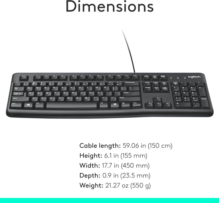 K120 teclado ergonómico de escritorio con cable USB negro
