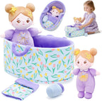 OUOZZZ - Accesorios para muñecas de bebé con muñeca suave, moisés, Conjunto A-púrpura