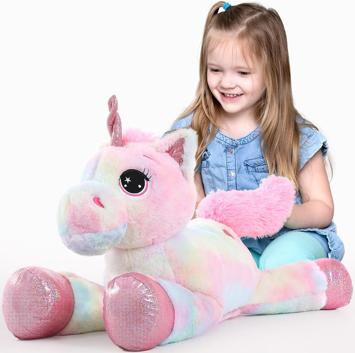 Tezituor Juguetes de peluche de unicornio gigante de 32 pulgadas, l...