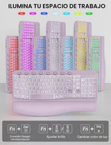 SABLUTE Combo de teclado y mouse inalámbricos, onda ergonómica con...