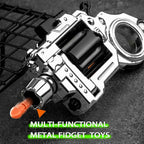 Juguetes sensoriales de metal para adultos con pistola: anillo para la ansiedad para hombres, alivio del estrés, alivio del estrés, alivio del estrés, para concentración de dedos, oficina, estudio, viajes (plata brillante)