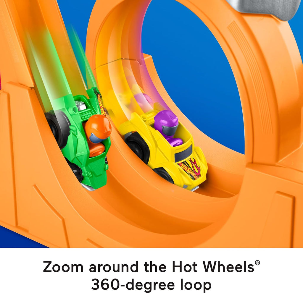 Fisher-Price Little People Hot Wheels - Juguete de pista de carreras en