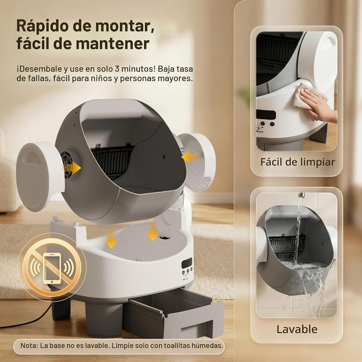 WARCAT Caja de arena automática, parte superior abierta, cerradura para