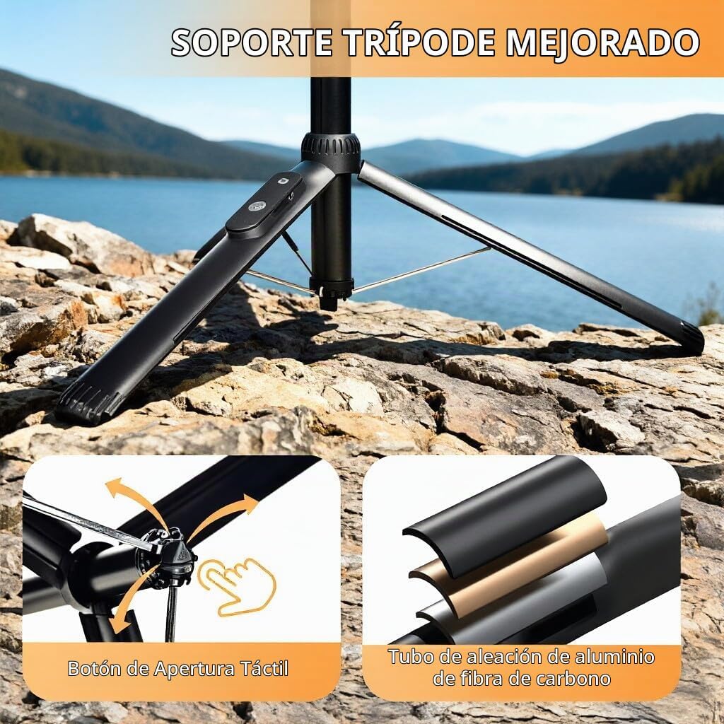 Trípode magnético universal para selfie stick con luz de relleno para