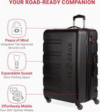 SwissGear 7366 Signature Hardside - Maleta expandible con ruedas giratorias, cerradura TSA, negro, cuadros, grande, 27 pulgadas