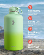 Coolflask Botella de agua de 128 onzas aislada con popote y 3 tapas a