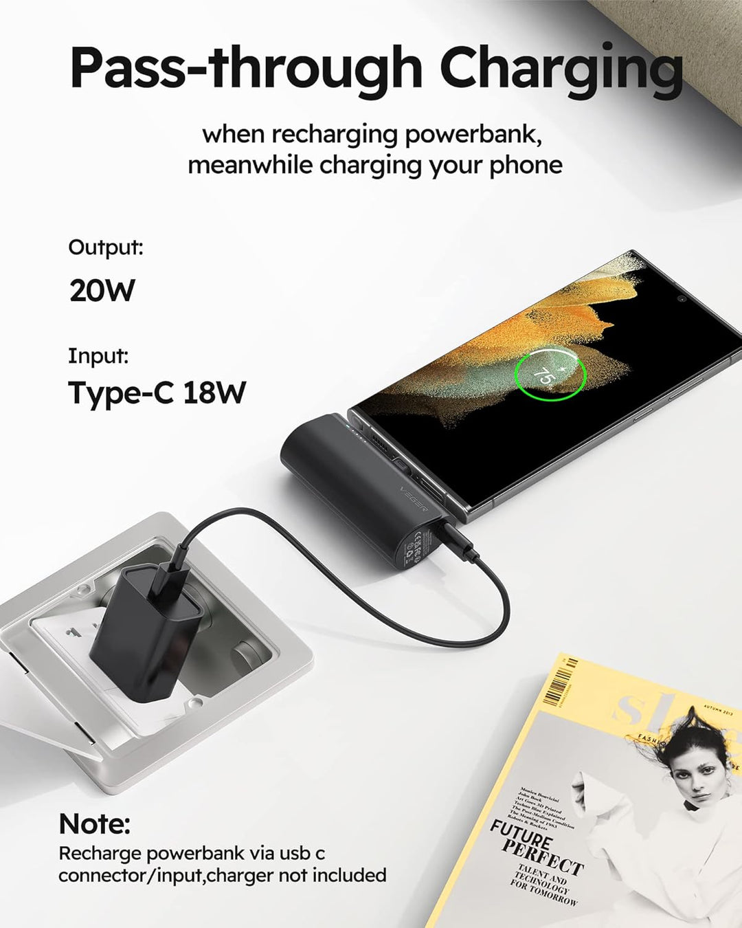 VEGER Cargador portátil, banco de energía USB C, paquete de batería...