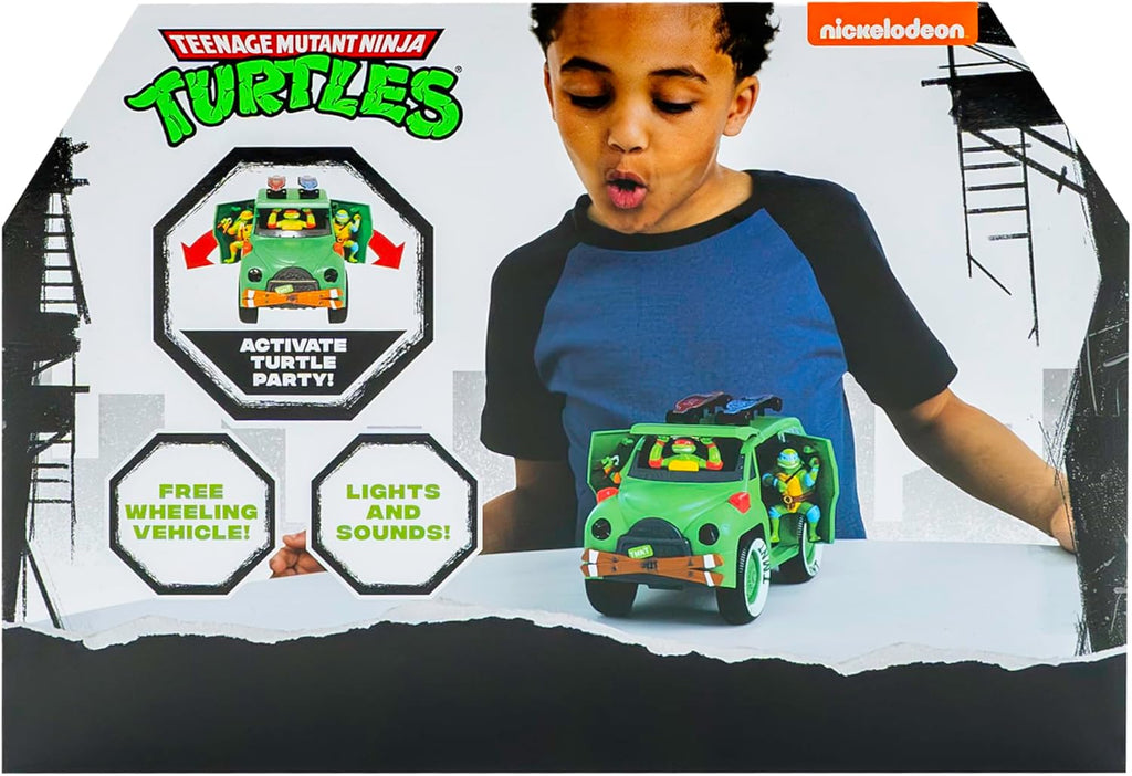 Teenage Mutant Ninja Turtles, Turtle Party Cruiser con luces y sonidos, estilo vintage, juego interactivo, a partir de 3 años