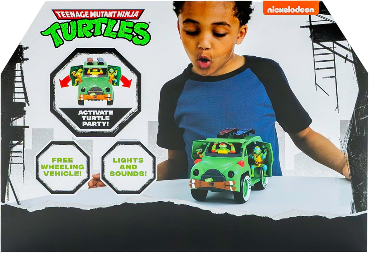 Teenage Mutant Ninja Turtles, Turtle Party Cruiser con luces y sonidos, estilo vintage, juego interactivo, a partir de 3 años