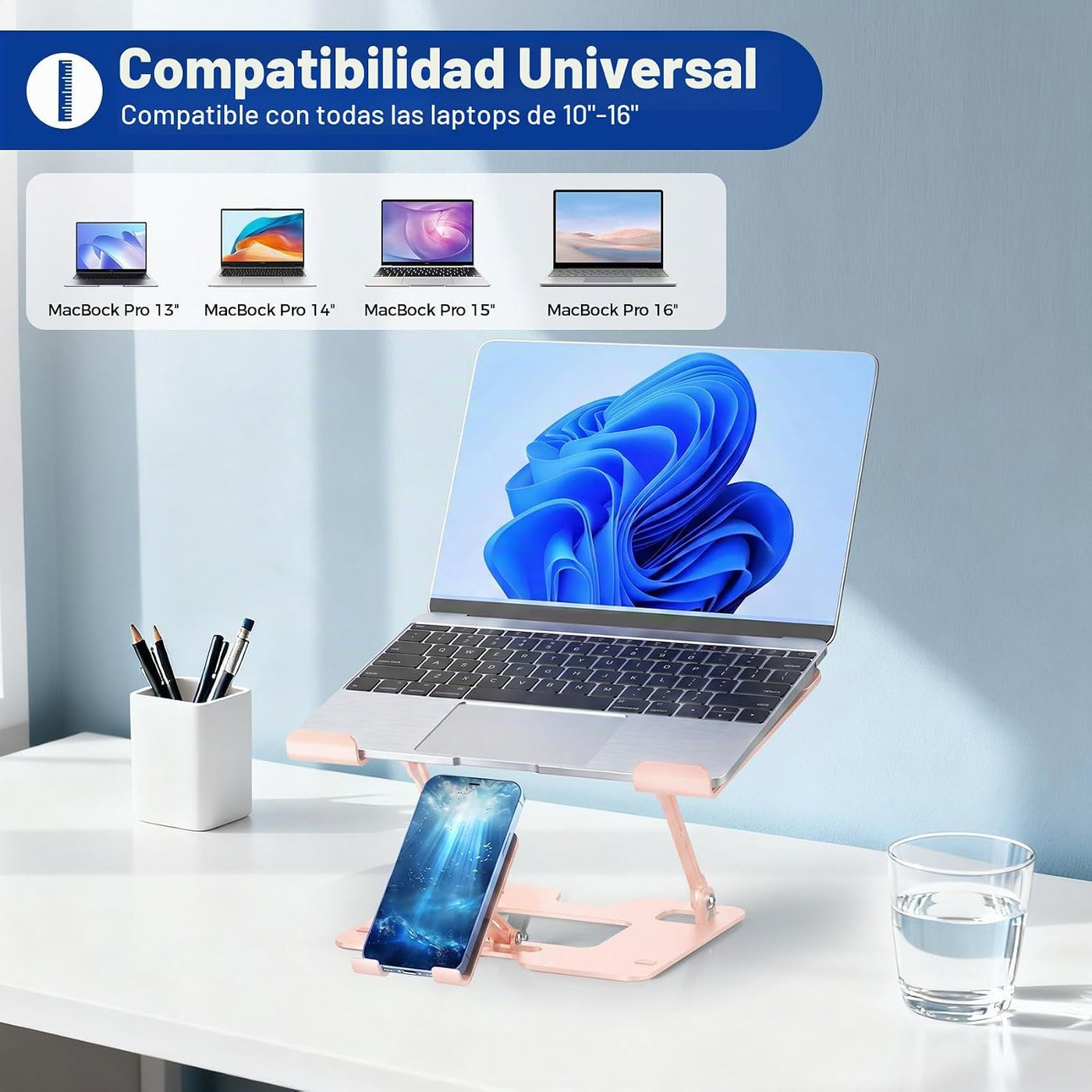 Soporte ergonómico 2 en 1 para teléfono portátil para escritorio, s...