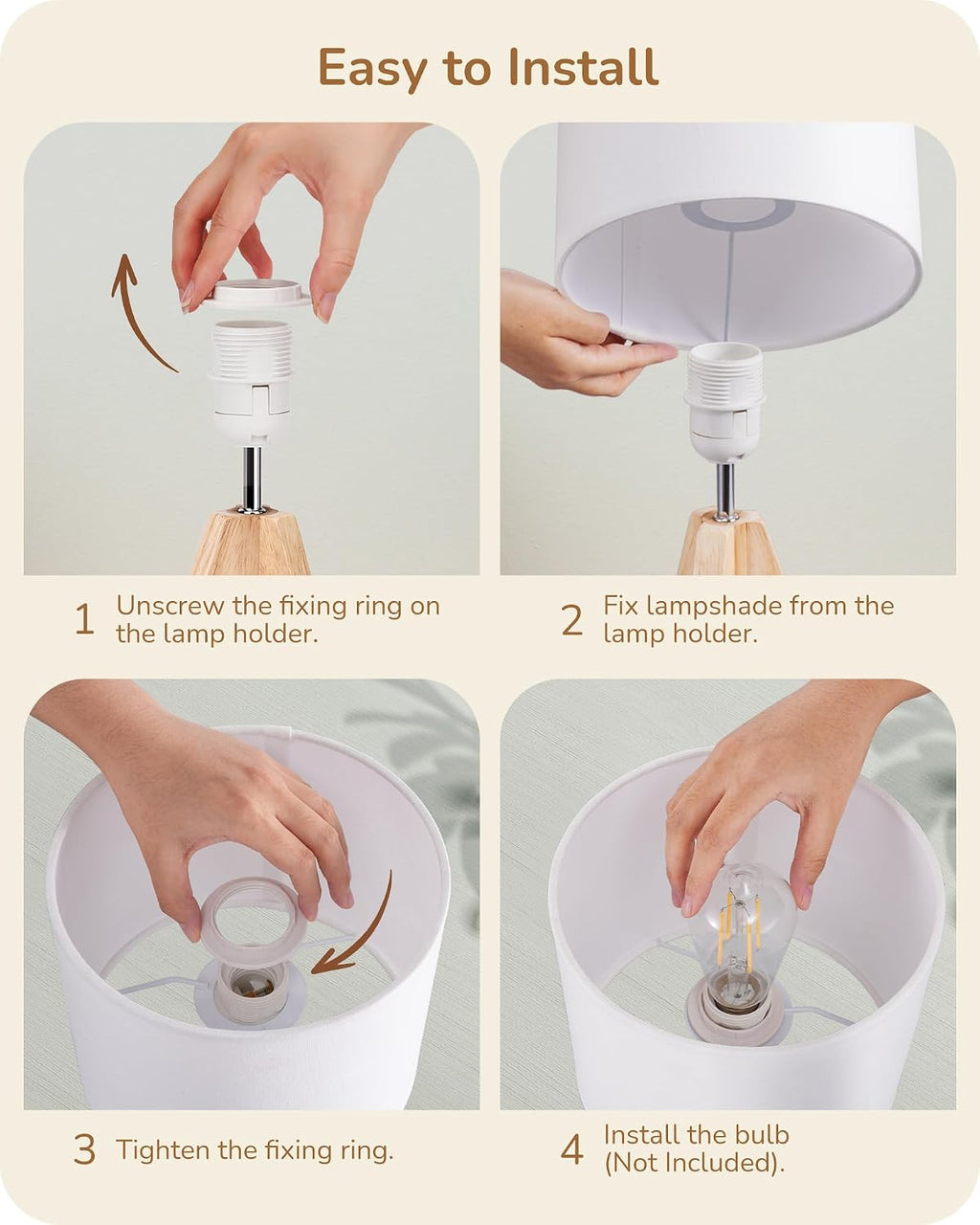 Lámpara EDISHINE Pequeña lámpara de mesa bonita, lámpara de mesa de noche con