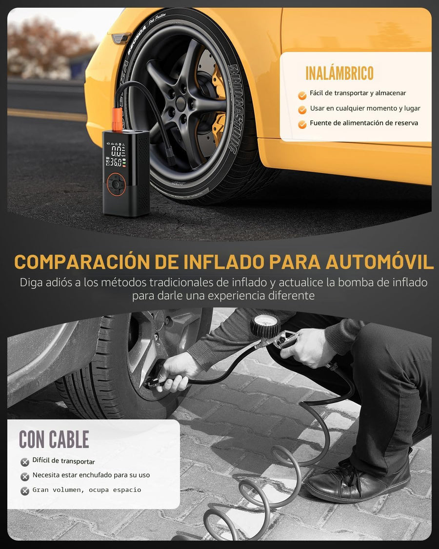 KUXISA Compresor de aire portátil para inflador de neumáticos, comp...