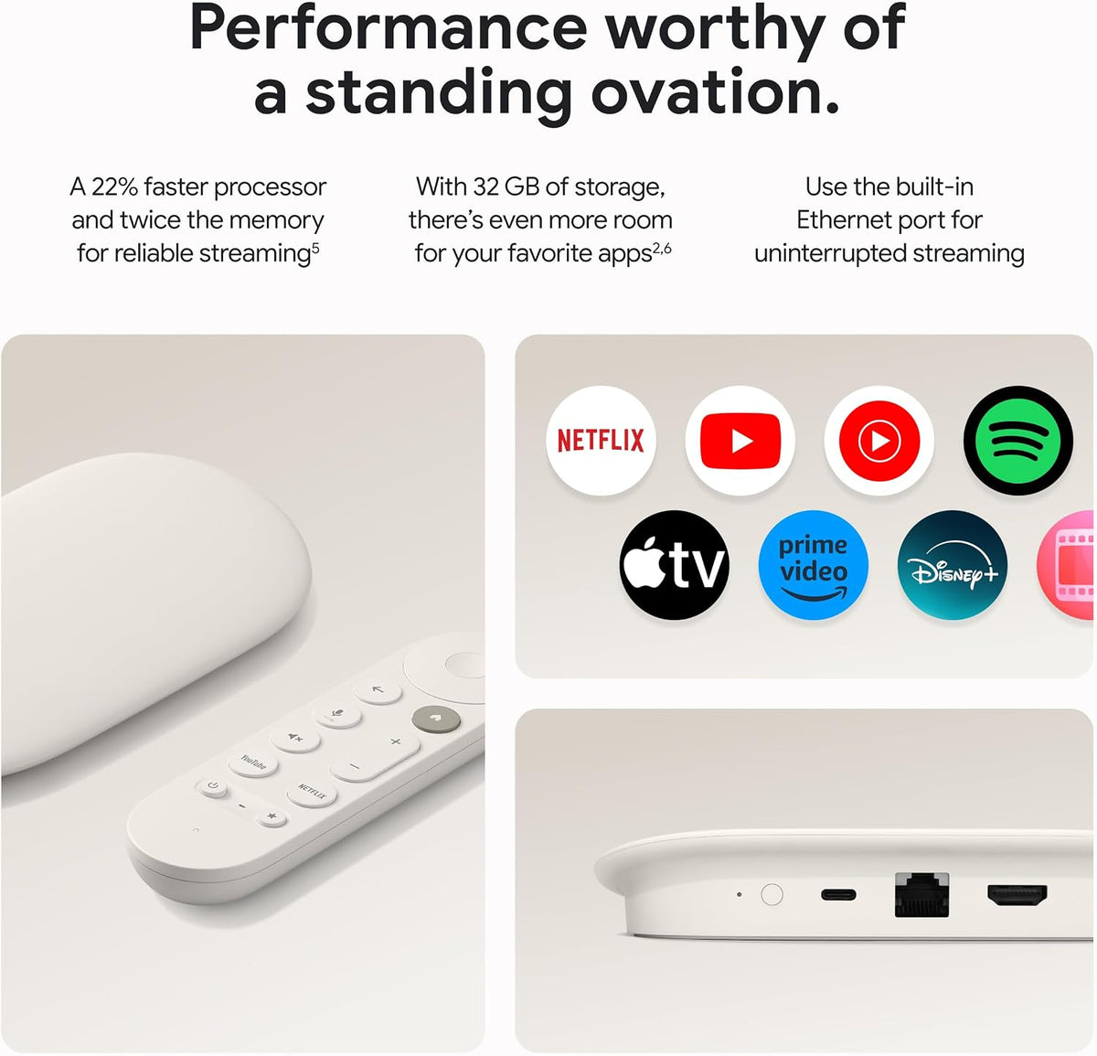 Google Streamer 4K - Entretenimiento de transmisión rápida con control