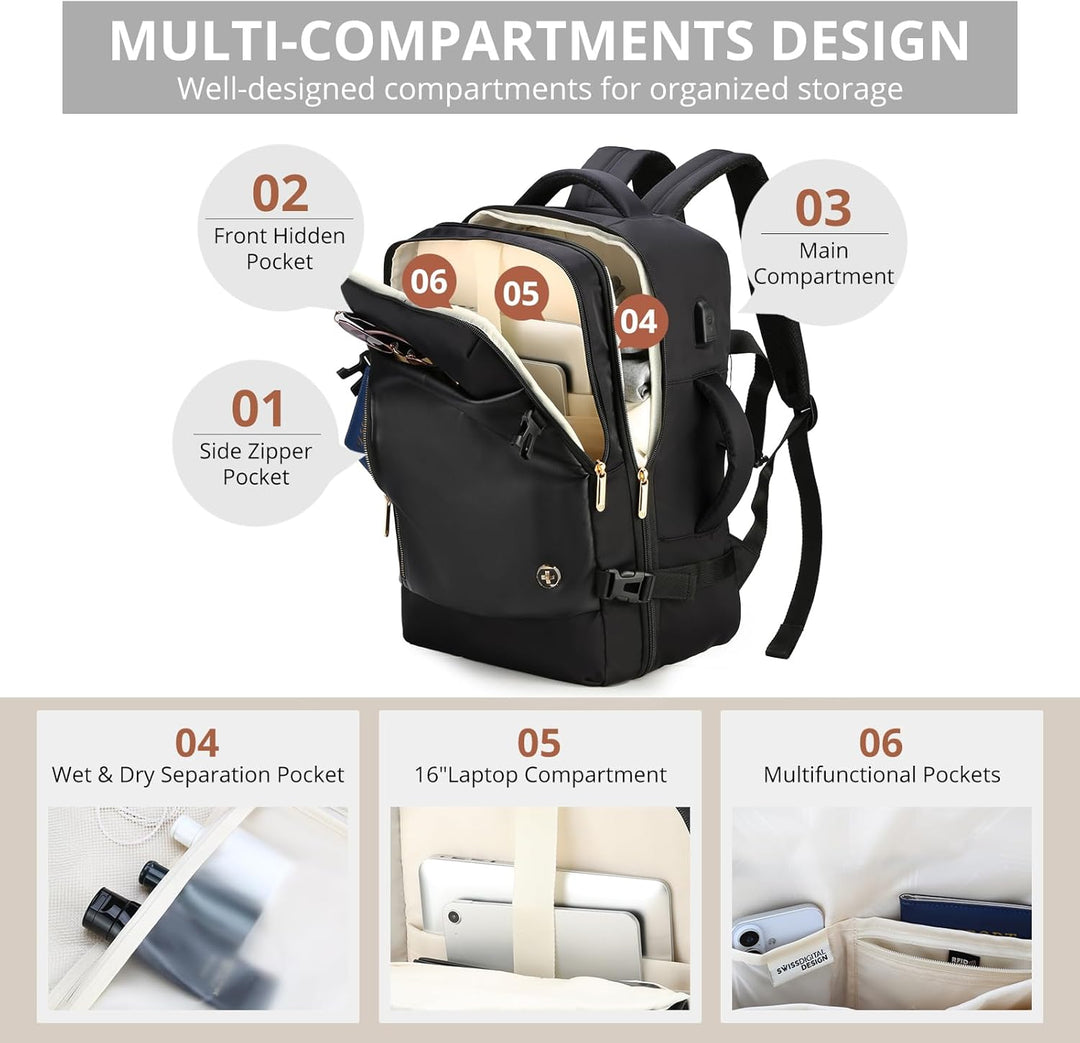 Swissdigital Design SD1749-01 - Mochila de viaje para laptop de 36...