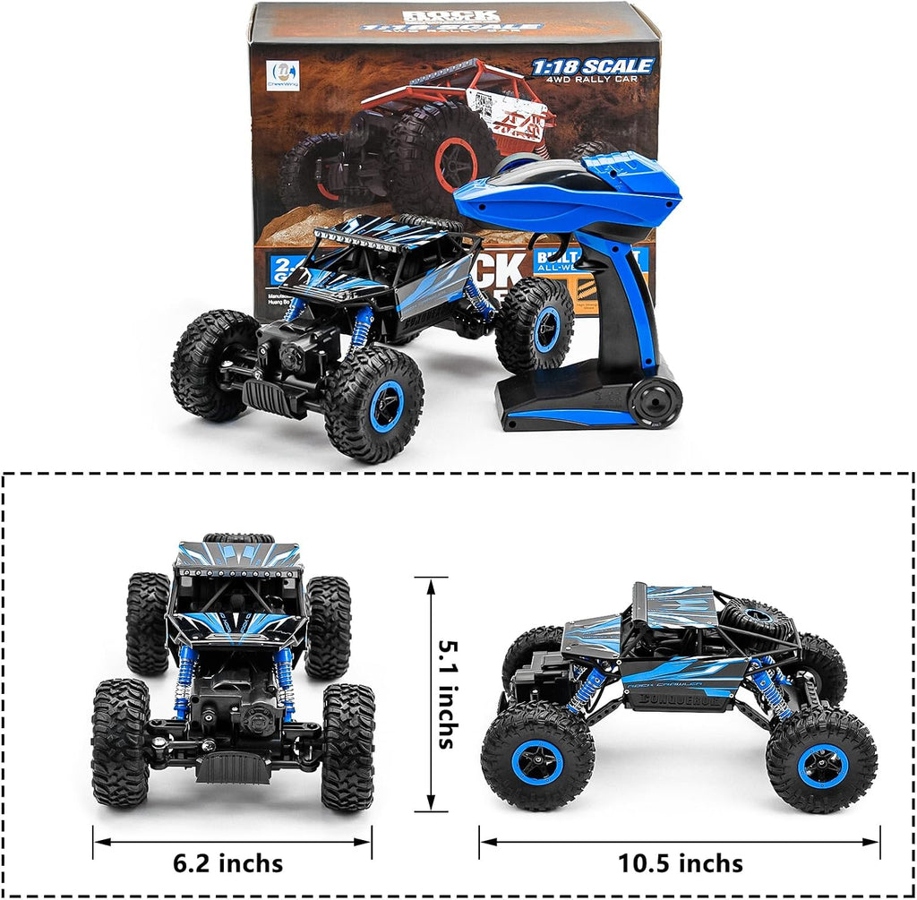Coche RC Rock Crawler Cheerwing, escala 1:18, control remoto 2.4 GHz, camión monstruo 4x4 todoterreno, Azul