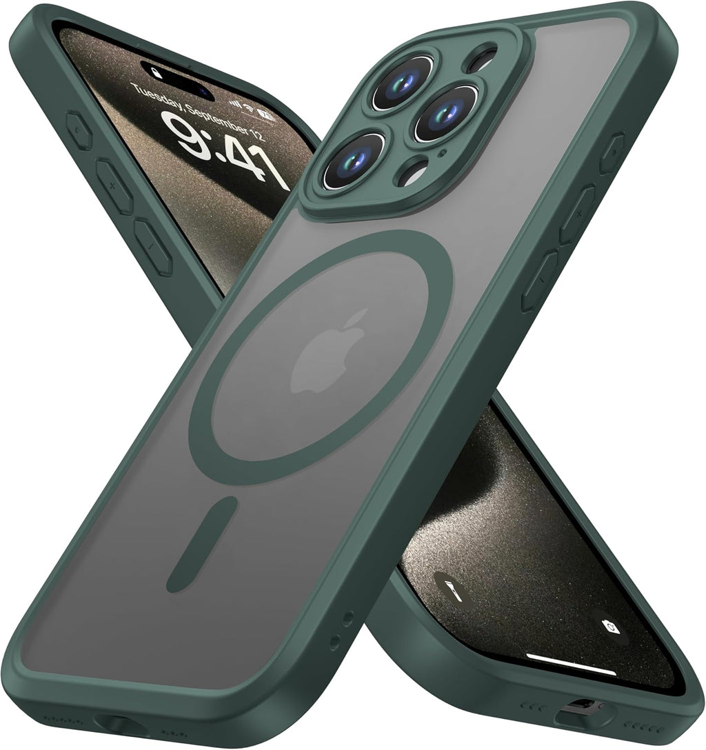 ImpactStrong Protector Magnético Diseñado para Funda iPhone 15 Pro Max [Protección de Cámara] [Probado contra Caídas de Grado Militar] [Compatible con MagSafe] Funda de Teléfono Delgada Translúcida
