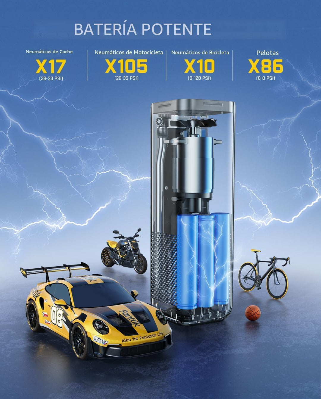 Fanttik Compresor de aire portátil X8 APEX para inflado de neumátic...