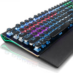 RK ROYAL KLUDGE S108 - Teclado mecánico de máquina de escribir, teclado para juegos con cable con teclado numérico, teclados retro de tamaño completo con reposamuñecas desmontable para Mac/Win/PC