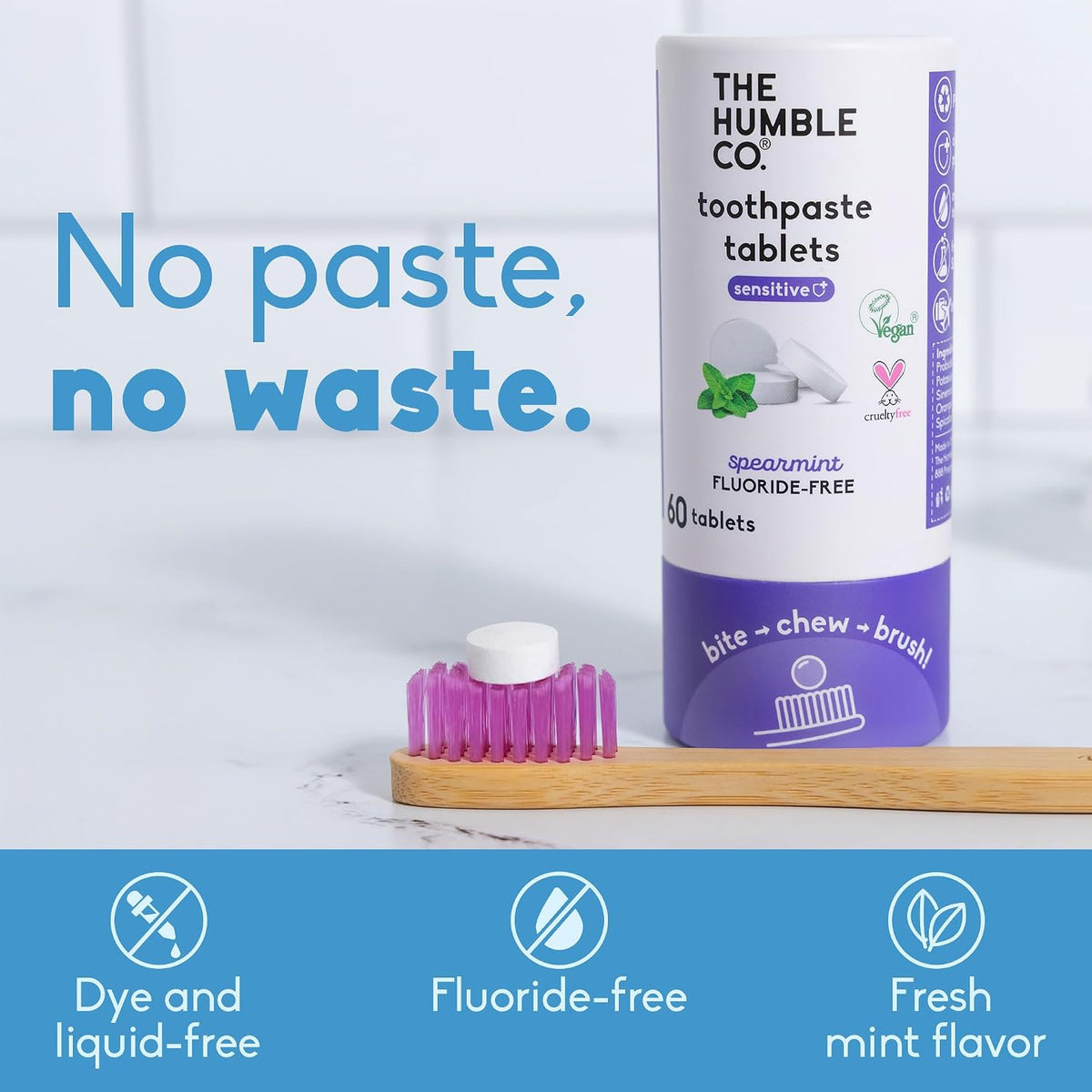 The Humble Co Comprimidos masticables de pasta dentífrica sensible,...