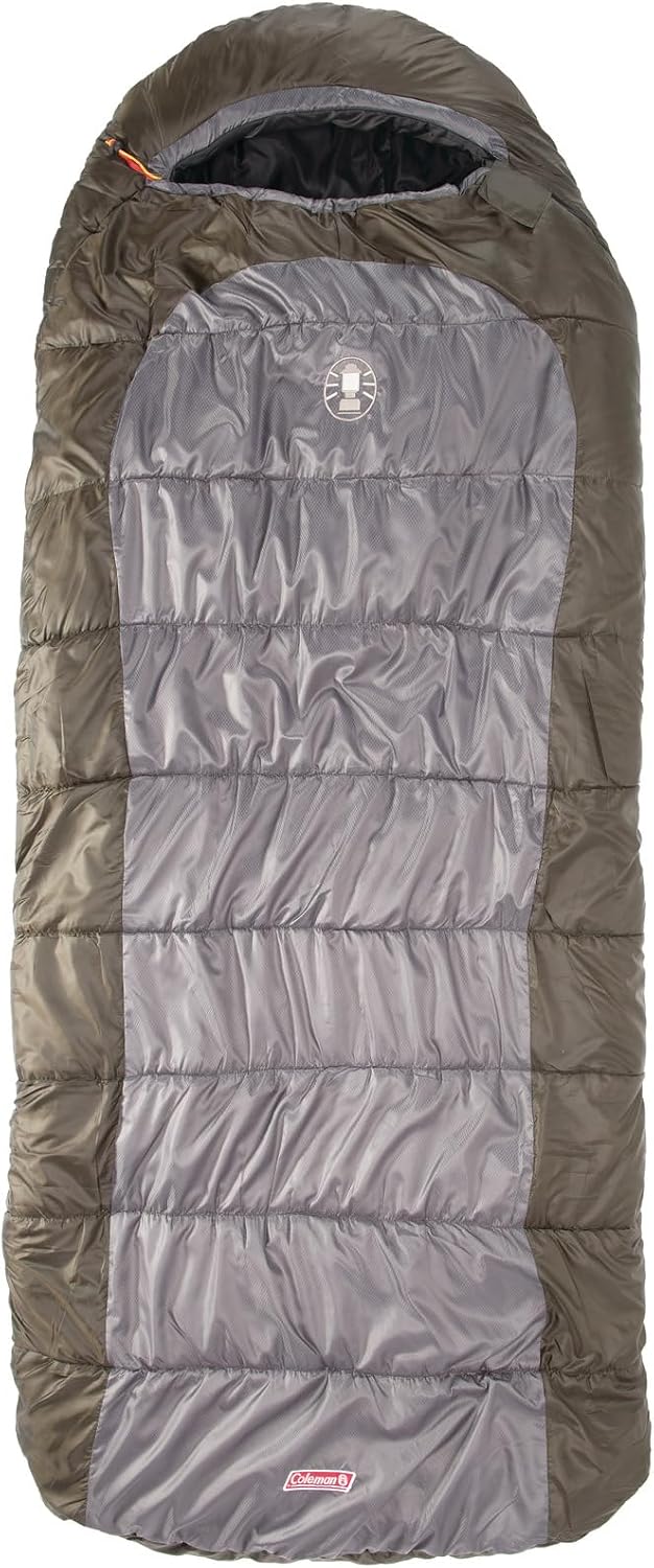Bolsa de dormir Coleman Big Basin 15°F para talla grande y alta, bolsa para clima frío con cierre sin enganches y mejor retención de calor, lavable a máquina