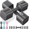 FEIERDUN DB3 - Juego de mancuernas ajustables 5 en 1, 6 libras/10 libras, pesas ajustables para mujeres en casa, pesas de mano estables de doble bloqueo con mango suave de TPU, gimnasio en casa