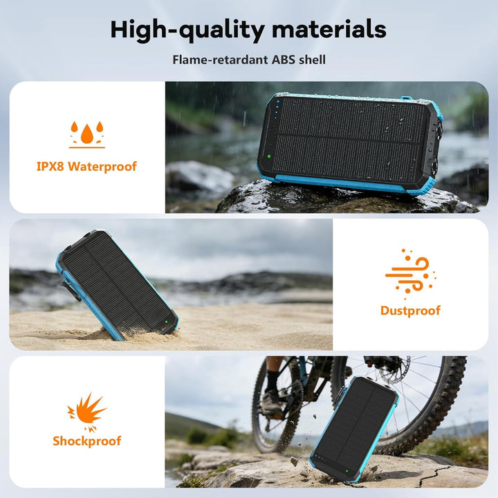 ERRBBIC Cargador solar de 20000 mAh, cargador inalámbrico portátil,...