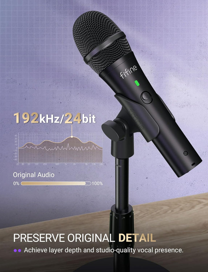 FIFINE - Micrófono dinámico USB\/XLR para grabación de podcast, jue...