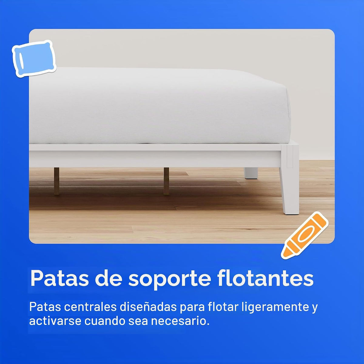 Nectar - Marco de cama de bambú para niños, individual, blanco, 12 pulgadas de altura, sin herramientas