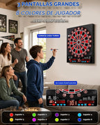 WIN.MAX Electronic Dart Board para Adultos, Puntuación Automática, Punta Blanda