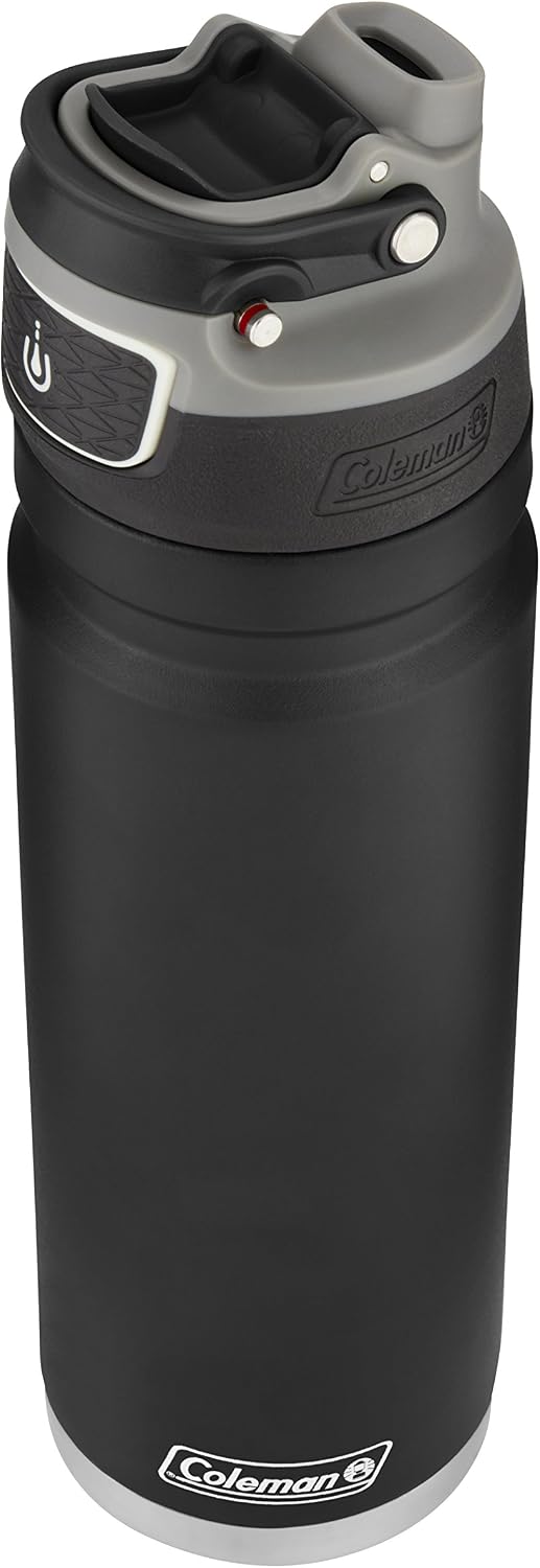 Coleman Autoseal FreeFlow - Botella de agua de acero inoxidable, color negro, 24 onzas