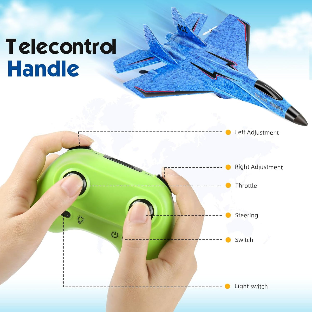 Avión de control remoto de juguete con luces RC Avión