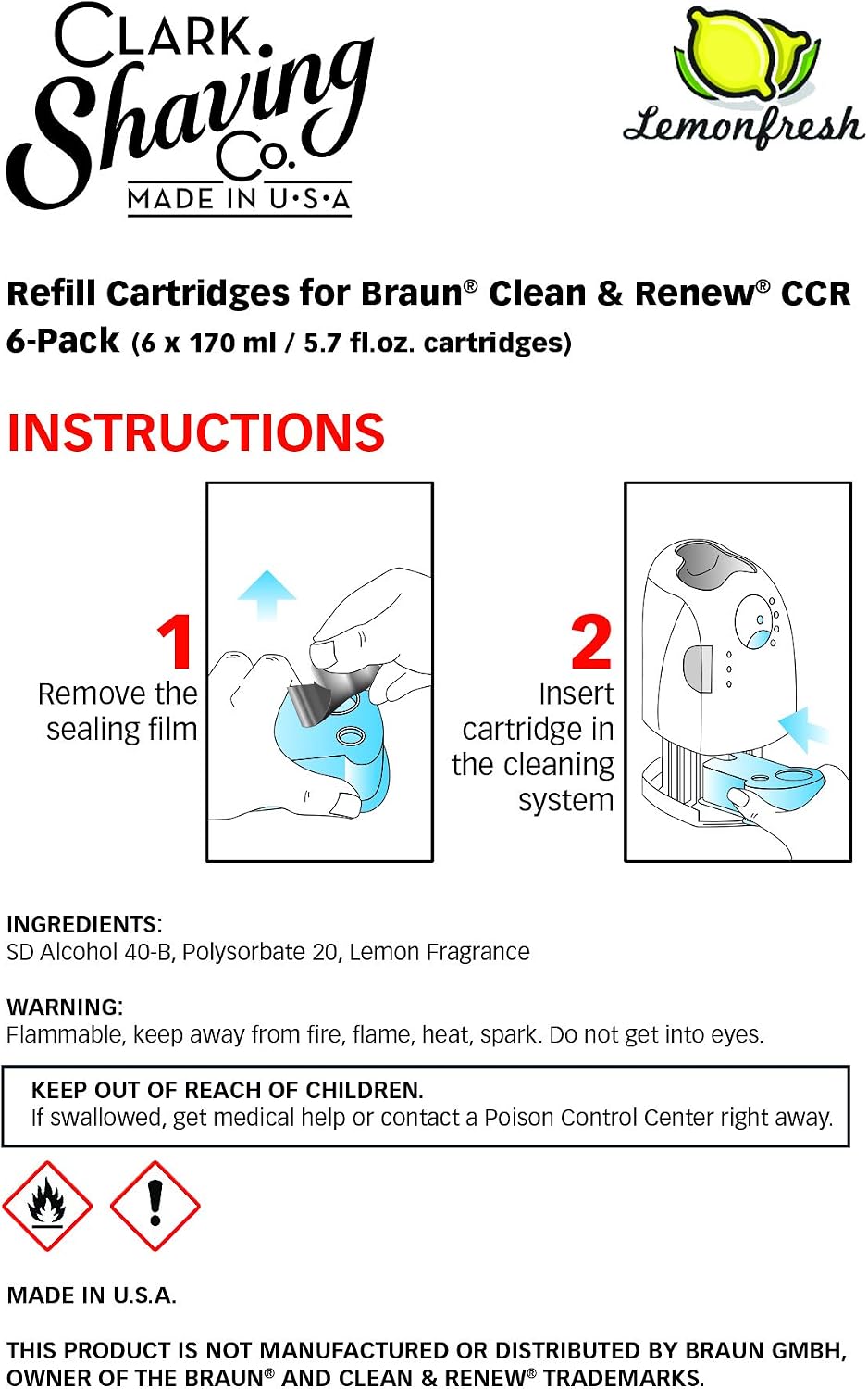 Clark Shaving Co. Cartuchos de repuesto para Braun Clean &amp; Rene...