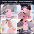 SKYLMW - Funda compatible con iPhone 16 con soporte magnético invisible tipo anillo, funda de grado militar para iPhone 16 de 6.1 pulgadas, compatible con MagSafe, gran sensación de agarre, rosa