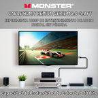 Monster Cable HDMI 2.0 de alta calidad certificado Serie M, 22.5 Gbps, 4K UHD 60Hz, blindaje de triple capa, chaqueta Duraflex, cable HDMI para TV, monitor, juegos, PC, 4.9 pies