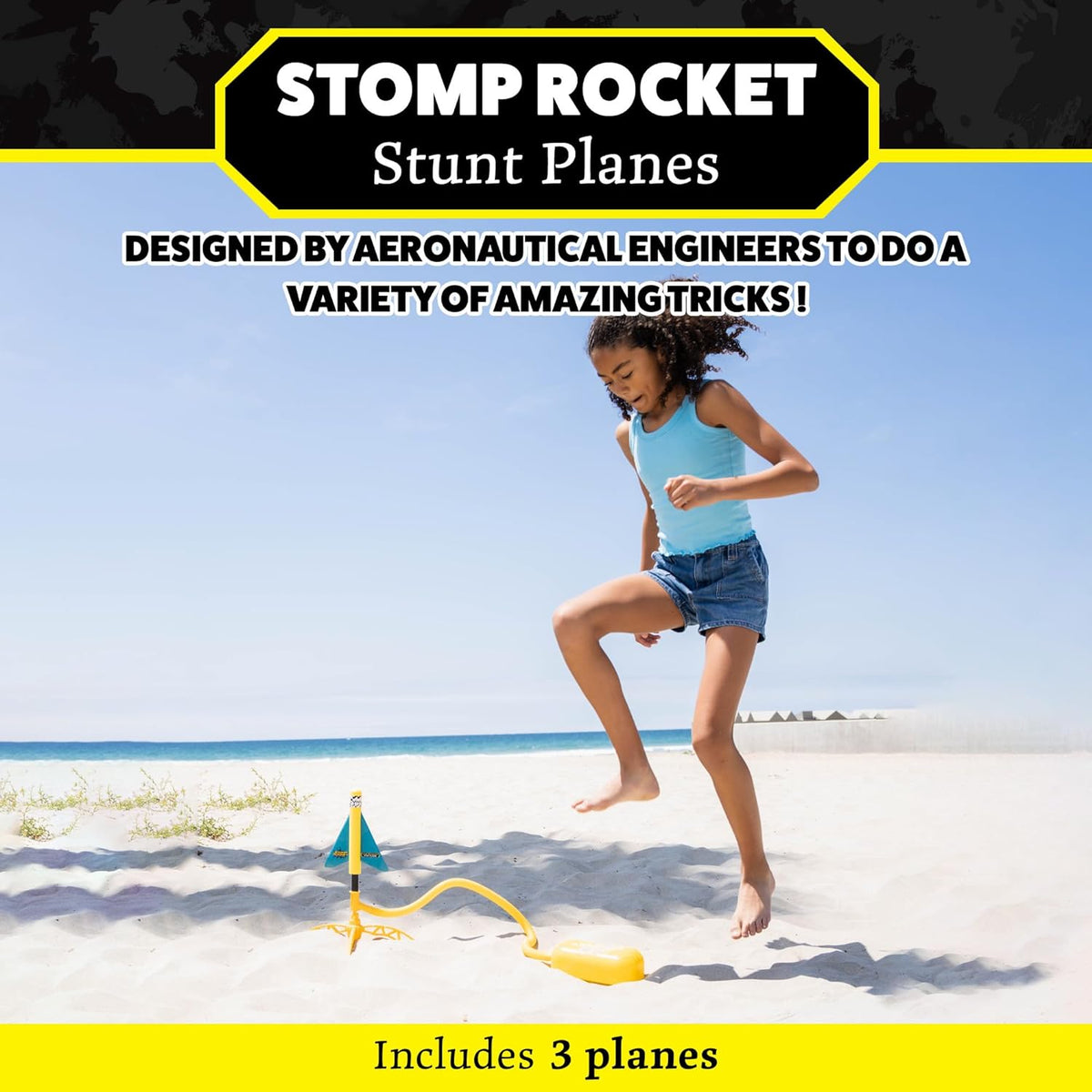 Stomp Rocket Stunt Plane Rocket Launcher Toy para Kids - 3 Foam Airplane Toy