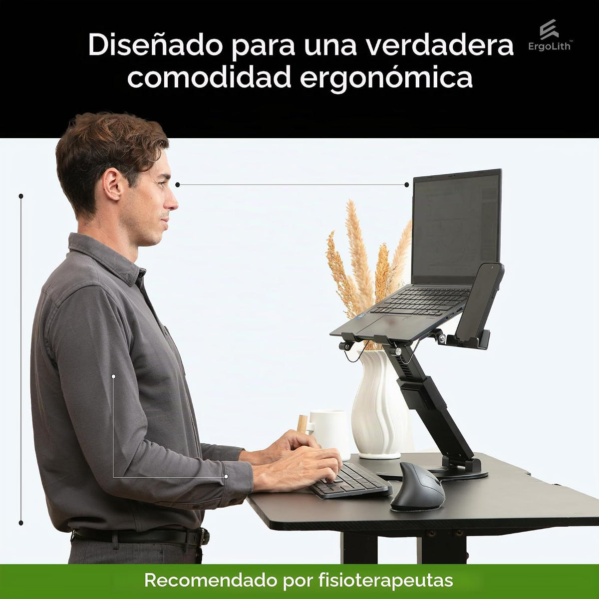 ErgoLith Soporte para computadora portátil 3 en 1 para escritorio,...