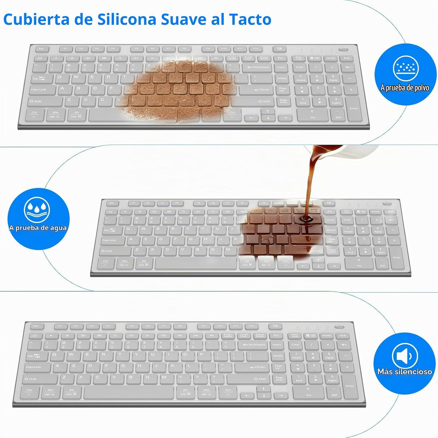 GALENMORO - Teclado y mouse inalámbricos, silencioso y silencioso c...