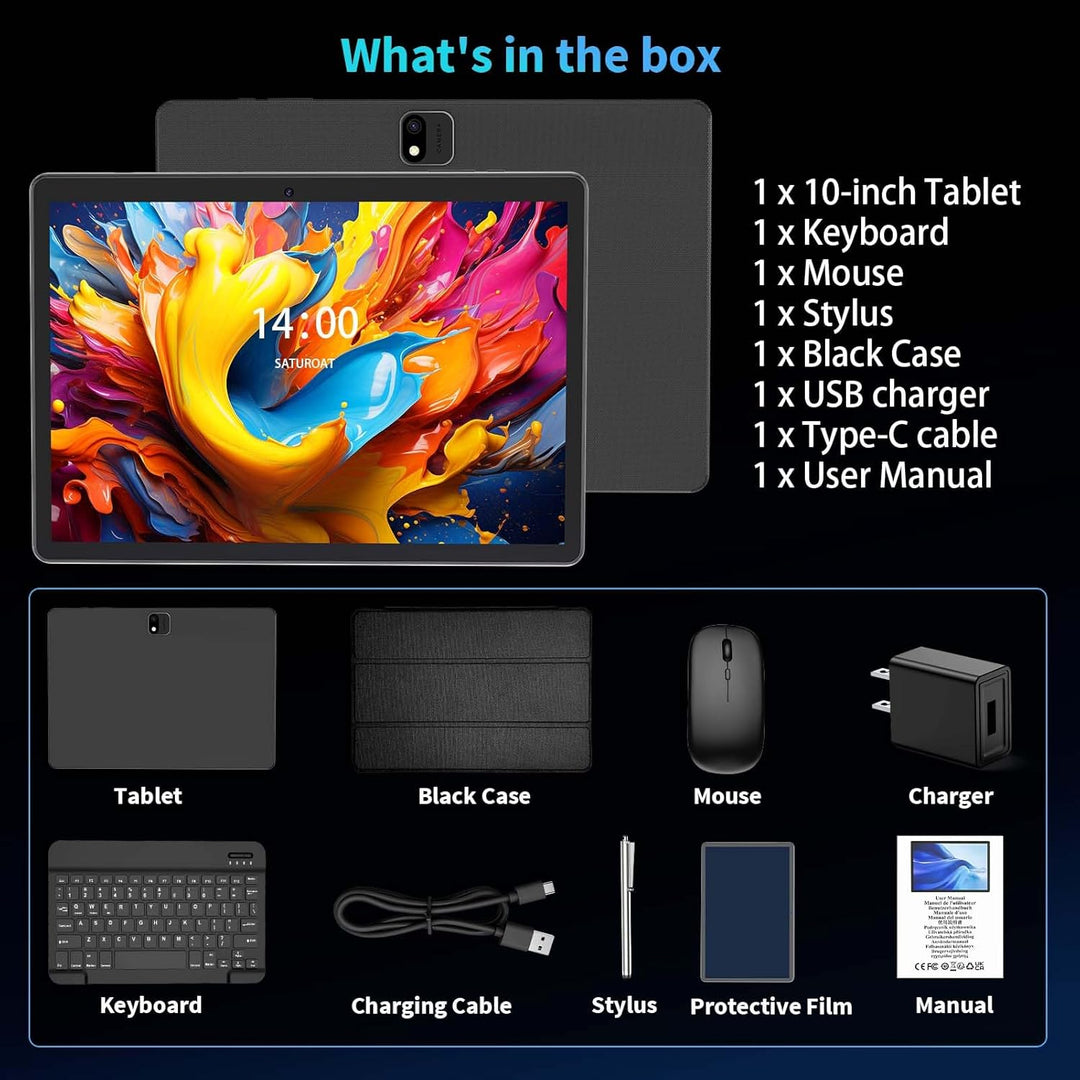 Tableta Android 16 con teclado, tableta Android 2026 de 10 pulgadas...