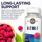 KAL Vitamina K2 MK7 ActivMelt 100 mcg Tabletas, Frambuesa, 60 unidades (1 paquete)