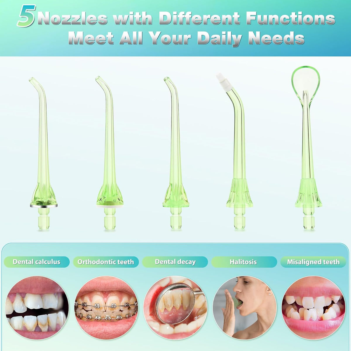 TOVENDOR Selección dental eléctrica de los dientes del hilo dental del agua, Xgreen