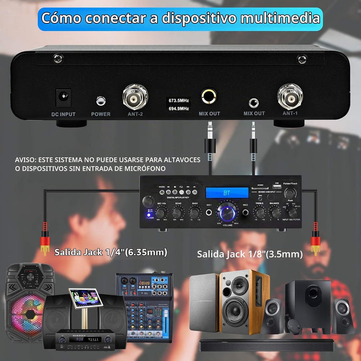 KITHOUSE Micrófono inalámbrico J10 Sistema de karaoke recargable, m...