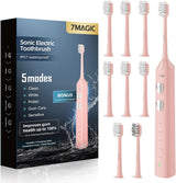 7MAGIC - Cepillo de dientes eléctrico sónico, tiempo de funcionamie...